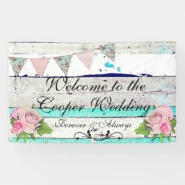 Rustikales Holz- und Blumenzellenbanner Banner