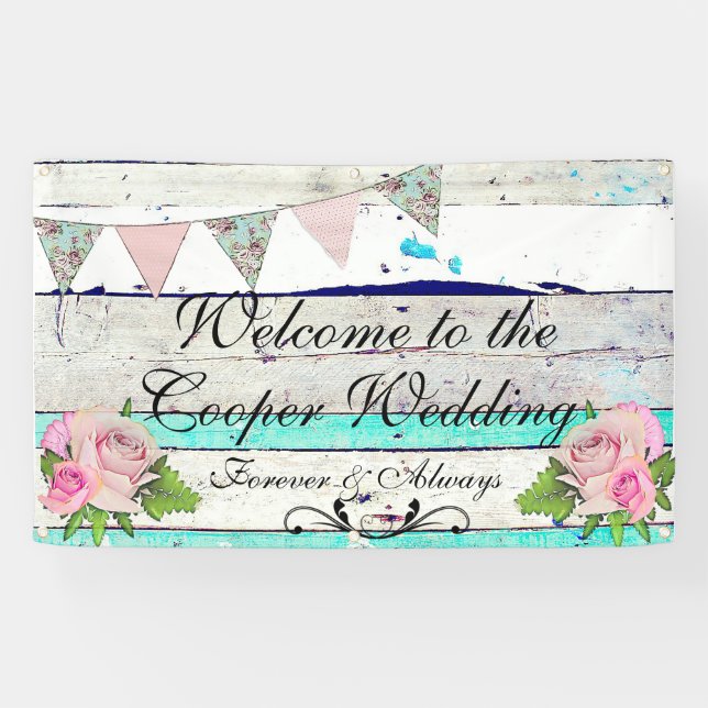 Rustikales Holz- und Blumenzellenbanner Banner (Horizontal)