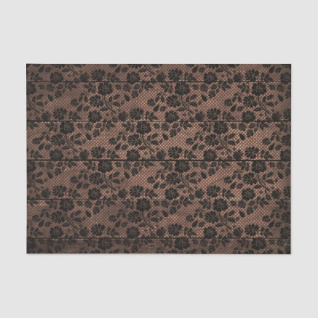 Rustikales Holz und Blütenlace Lacy Lingerie Dusch Seidenpapier (Vorderseite)