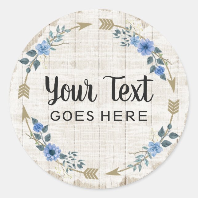 Rustikales Holz und Bohemische Aquarellpfeifen Runder Aufkleber (Vorderseite)