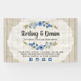 Rustikales Holz und Bohemische Blumenpfeile Banner