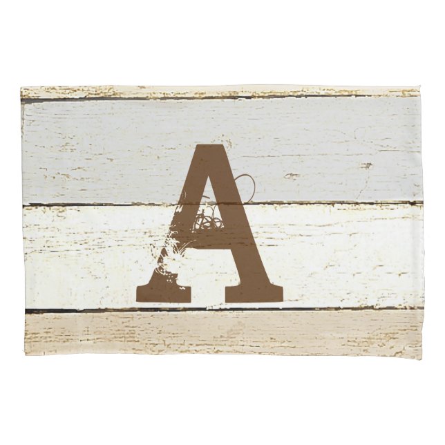 Rustikales Holz und Buchstabe Kissenbezug (Vorderseite)