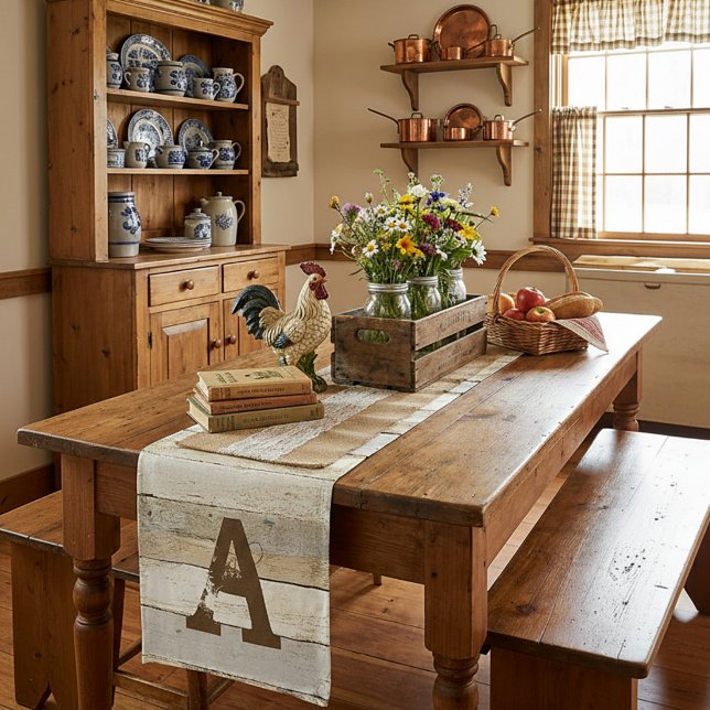 Rustikales Holz und Buchstabe Kurzer Tischläufer (Von Creator hochgeladen)