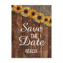 Rustikales Holz und Burlap Sonnenblume Save the Da