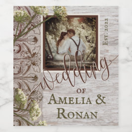 Rustikales Holz und Burlap Wedding Weinetikett