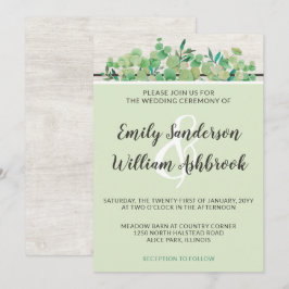 Rustikales Holz und Eukalyptus Leaf Botanische Hoc Einladung