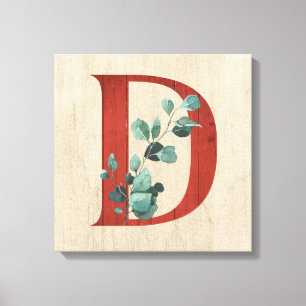 Rustikales Holz und Eukalyptus Letter D Leinwanddruck