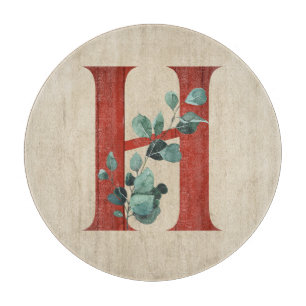Rustikales Holz und Eukalyptus Letter H Cutting Bo Schneidebrett