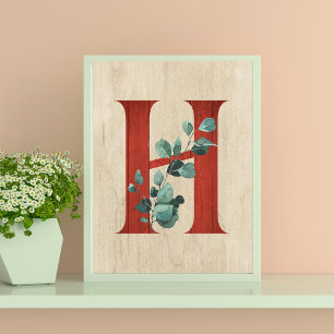 Rustikales Holz und Eukalyptus Letter H Print Poster