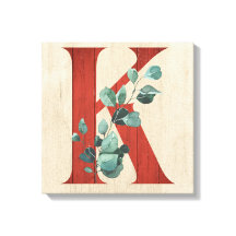 Rustikales Holz und Eukalyptus Letter K Canvas Pri