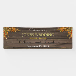 Rustikales Holz- und Gold-Hochzeitsbanner Banner