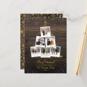 Rustikales Holz und Gold   Weihnachtsbaum-FotoColl Postkarte
