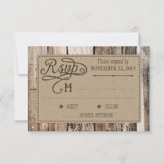 Rustikales Holz und Herz-Entzücken RSVP-Karte RSVP Karte