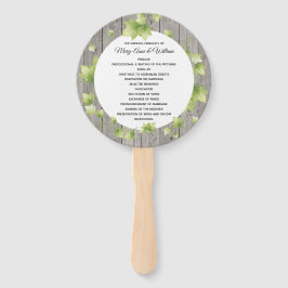 Rustikales Holz- und Ivy-Hochzeitsprogramm Fächer