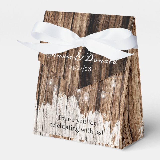 Rustikales Holz und Laternen Geschenkschachtel (Vorderseite)