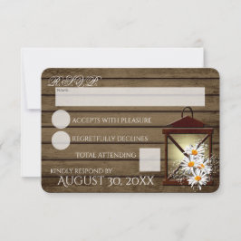 Rustikales Holz und Laternenreaktion RSVP Karte
