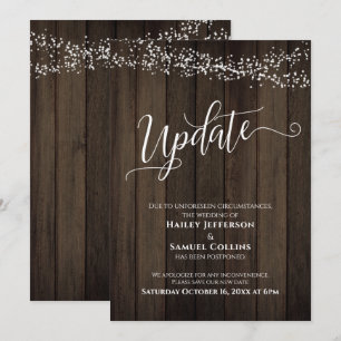 Rustikales Holz und Lichter - Hochzeitskarte aufge Einladung