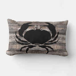 rustikales Holz und nautischer CRAB | Lumbalkissen Lendenkissen