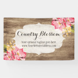 Rustikales Holz und Pink Hibiskus Blume Land Banner