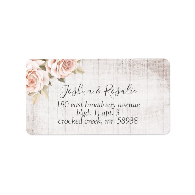 Rustikales Holz und romantische Rose Shabby Chic Adressaufkleber (Vorne)