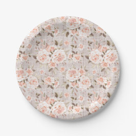 Rustikales Holz und romantische Rose Shabby Chic H Pappteller