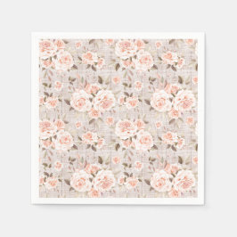 Rustikales Holz und romantische Rose Shabby Chic H Serviette