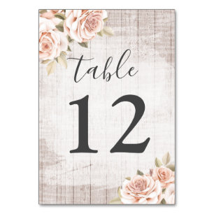 Rustikales Holz und romantische Rose Shabby Chic H Tischnummer