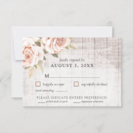 Rustikales Holz und romantische Rose Shabby Chic R Einladung