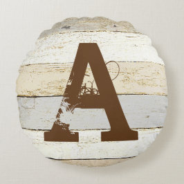 Rustikales Holz und Rundkissen mit Buchstaben Rundes Kissen