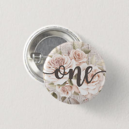 Rustikales Holz und Shabby Chic Rose 1. Geburtstag Button