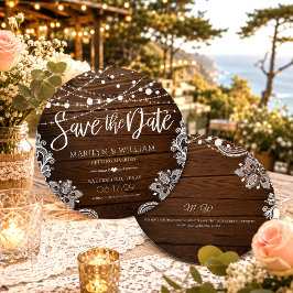 Rustikales Holz und Streichellichter Hochzeit Save The Date