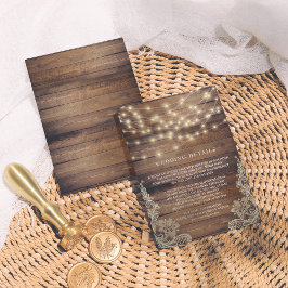 Rustikales Holz und String Lights | Angaben zur Ho Begleitkarte