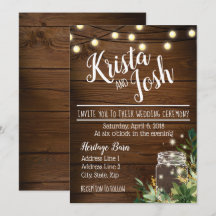 Rustikales Holz und sukkulente Hochzeitseinladung