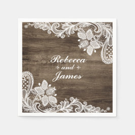 Rustikales Holz und Vintage Hochzeit Personalisier Serviette