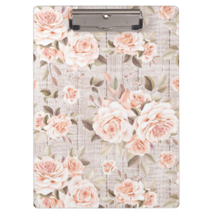 Rustikales Holz und Vintage Rose Romantisches Shab Klemmbrett