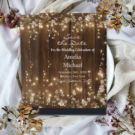 Rustikales Holz und Weiße Flora Save The Date