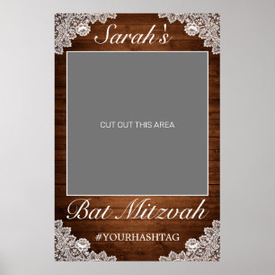 Rustikales Holz und Weißspitzen Bat Mitzvah Foto P Poster