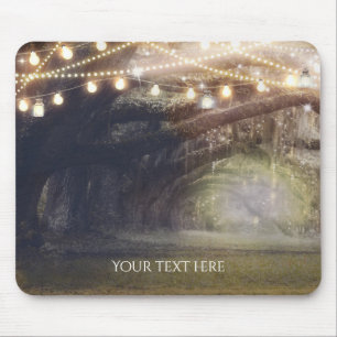 Rustikales Holz verzauberter Wald & Lichter Elegan Mousepad