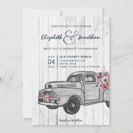 Rustikales Holz Vintager LKW Boho Hochzeitseinladu Einladung