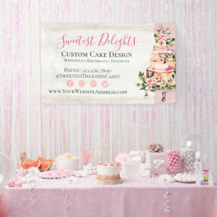 Rustikales Holz Wasserfarben Blumengebäck Banner