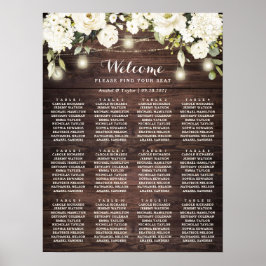 Rustikales Holz weiße Blume Hochzeitsdiagramm Poster