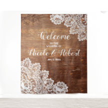 Rustikales Holz weiße Spitze Hochzeitsfoto Stand H