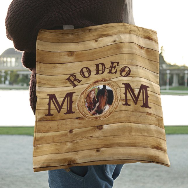 Rustikales Holz Western Rodeo Mama Foto Tasche (Von Creator hochgeladen)