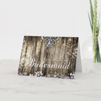 Rustikales Holz wirst du meine Bridesmaid-Karte se Einladung