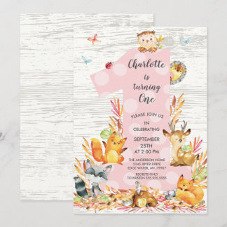 Rustikales Holz Woodland One Girls Einladung zum G