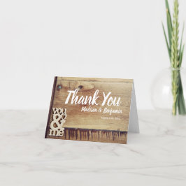 Rustikales Holz "You and Me" Hochzeit Danke Karte