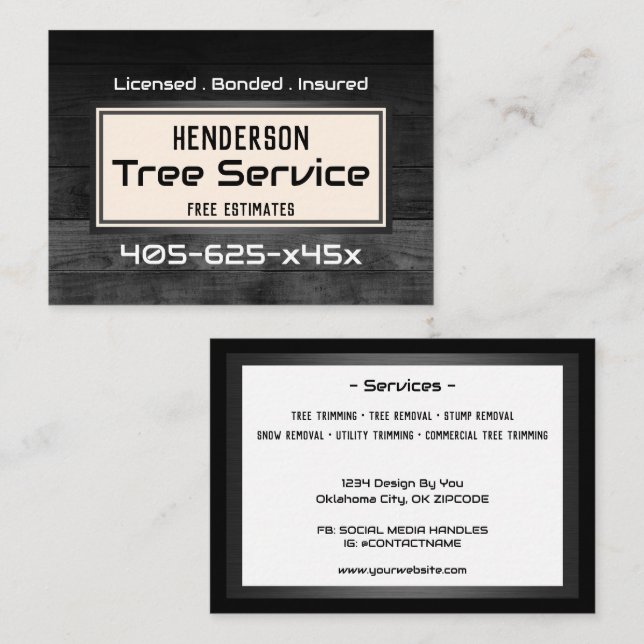 Rustikales Holzbaumtrimmen Visitenkarte (Vorne/Hinten)