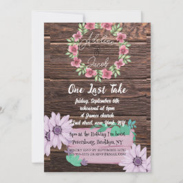 Rustikales Holzblumen Hochzeitstag Probe Abendkart Einladung