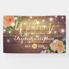 Rustikales Holzblumen-Streichellichter Hochzeitsba Banner