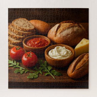 Rustikales Holzbrett mit Kunsthandwerkskäse
